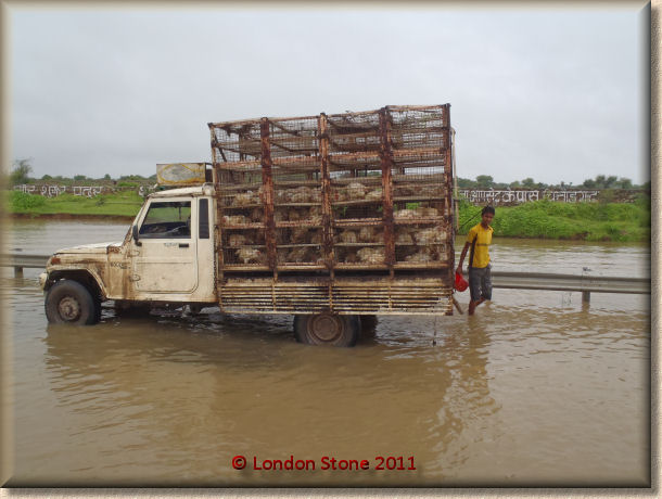 wagon in flood